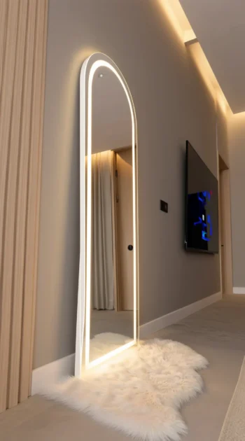 Lumiere Full-Length LED Mirror arched LED halo glowing 1