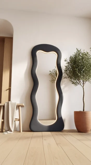 Cub Oak Bear-Ear Mirror in a kids' room