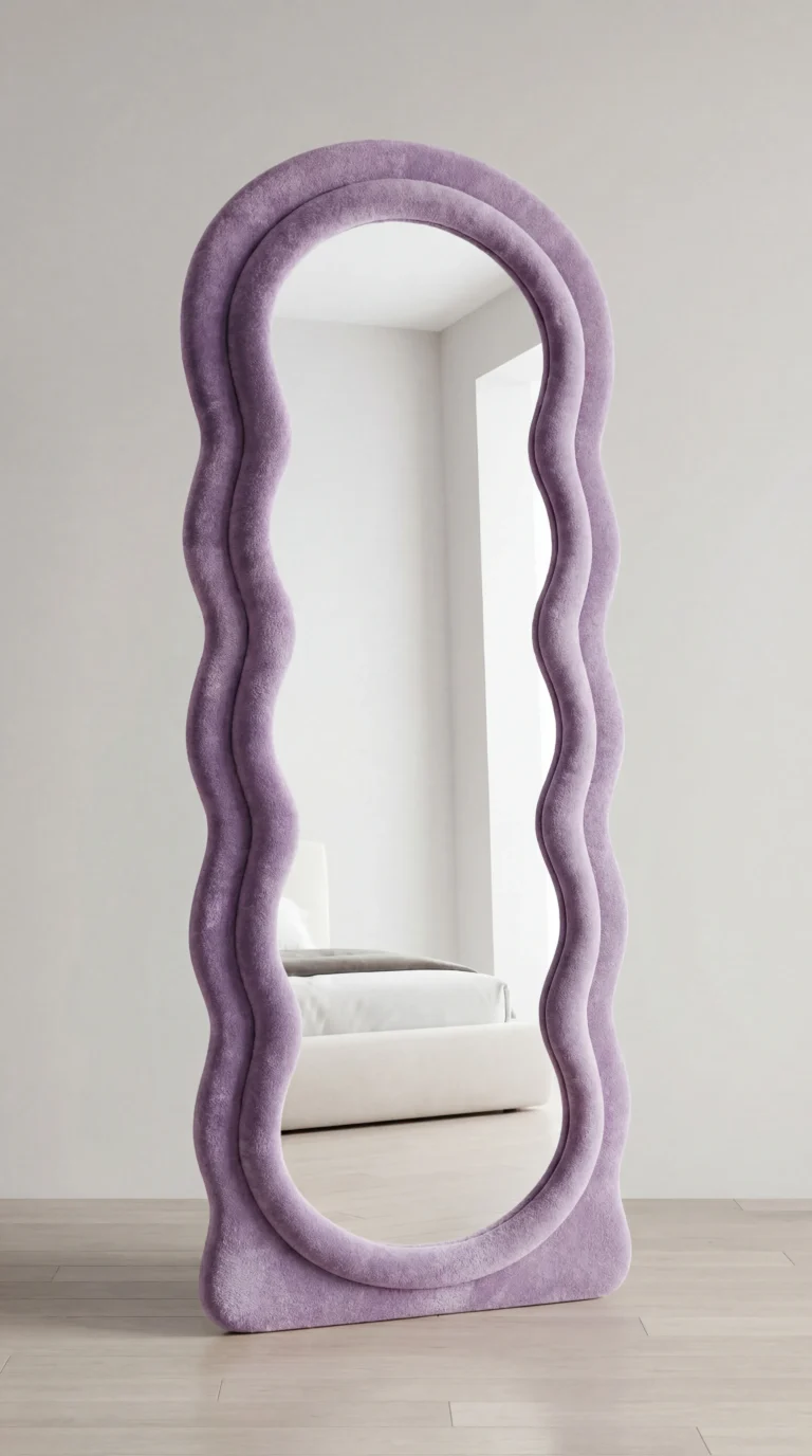 Lavender velvet wave mirror