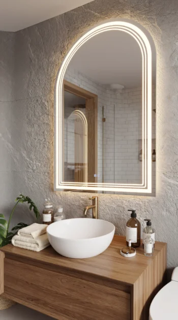 Lumina Arch LED Vanity Mirror triple LED bands on the arch 1