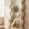 Cream Velvet Wave Mirror