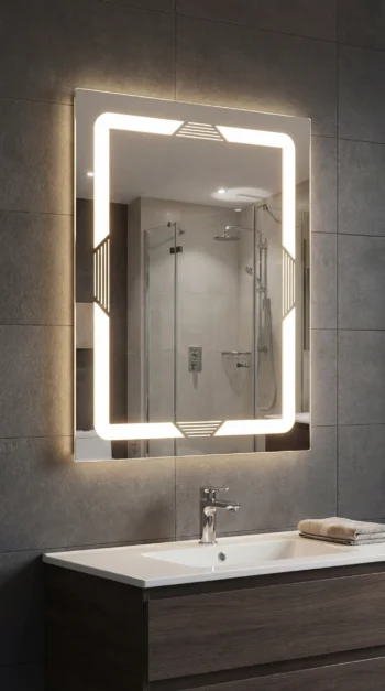 Luminaire D-Frame Mirror in a dressing area
