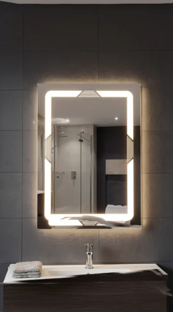 Luminaire D-Frame Mirror D-shape LED border glowing 1