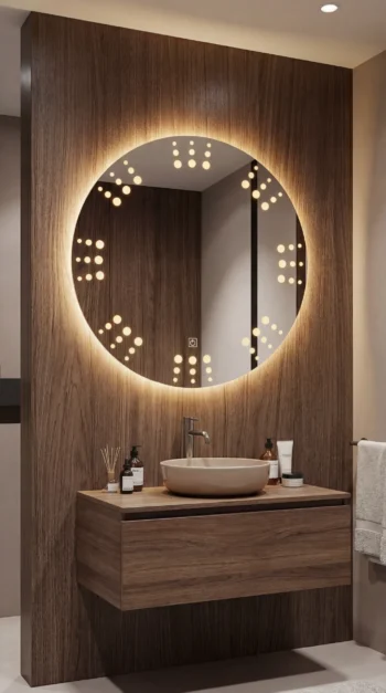 Celestial Dotted Round LED Mirror