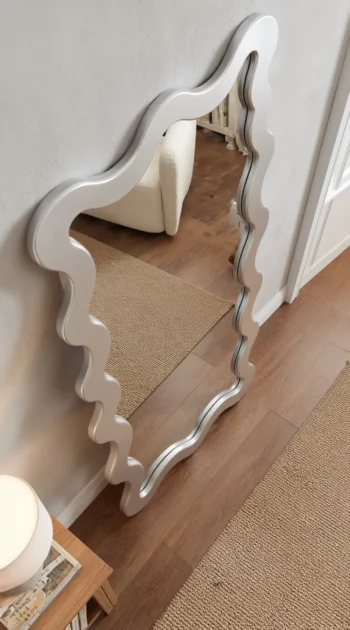 Chrome Reflection Wave Mirror polished chrome wave frame 1