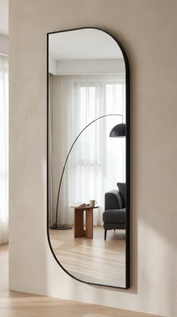 Horizon Curve Mirror in a bedroom corner