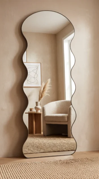 Ethereal Arch Wave Mirror ultra-thin gunmetal wave edge 1