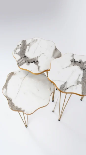 Petal Luxe Scalloped Nesting Tables flower-edge gold trim close-up 1